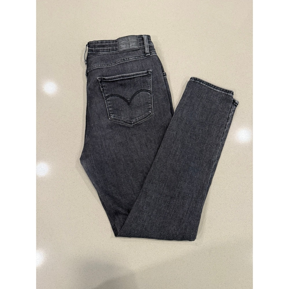 Levis 721 High Rise Skinny Jeans Washed Black Distressed Ripped Size 31